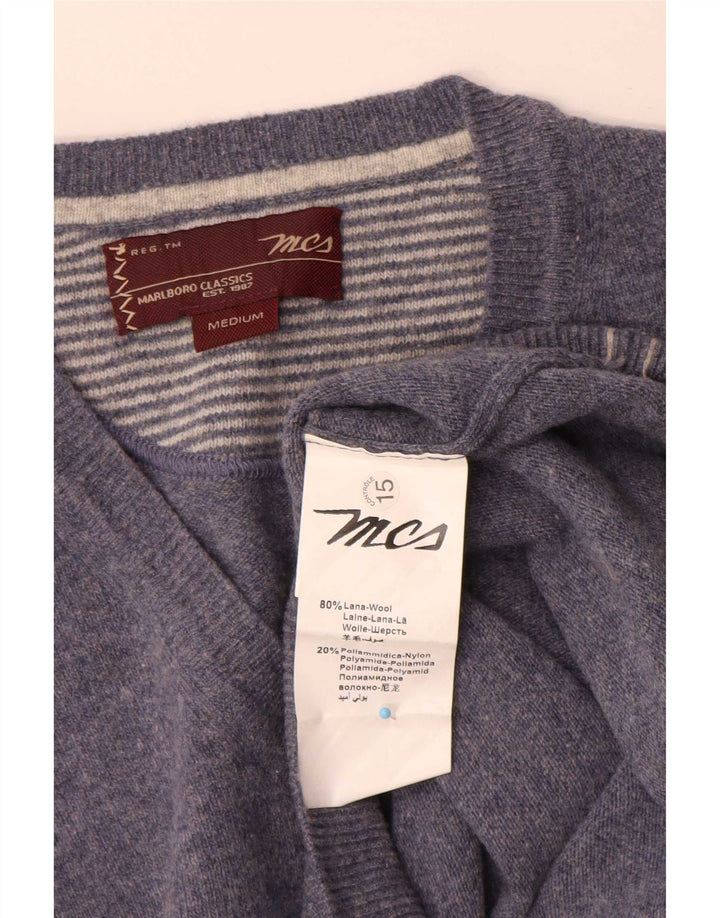 Marlboro Classics Herre V-hals sweater mellemblå uld