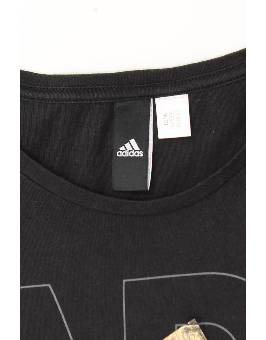 ADIDAS Grafisk T-shirt top til kvinder UK 12 Medium Sort