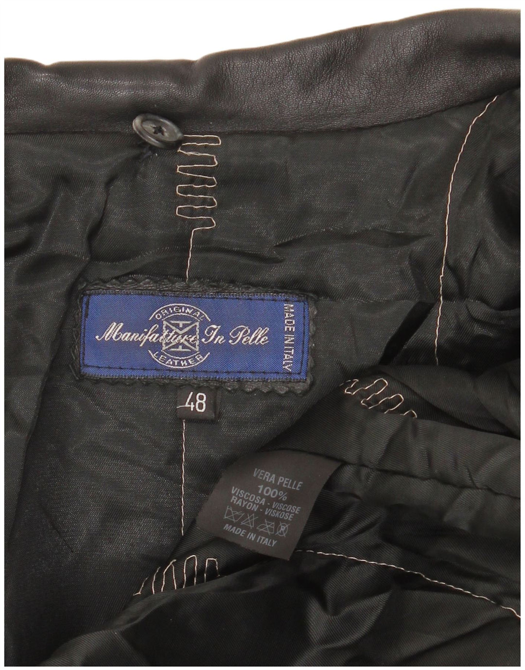 Vintage oversize læderfrakke til kvinder IT 48 XL sort læder