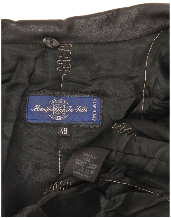 Vintage oversize læderfrakke til kvinder IT 48 XL sort læder