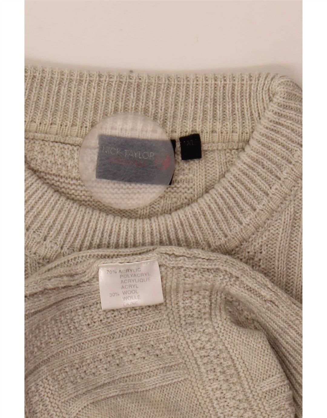 Nick Taylor Herre Crew Neck Jumper Sweater XL Grå Akryl