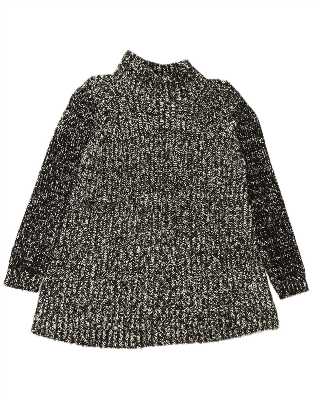 Zara Dame Turtle Neck Jumper Sweater UK 14 Medium Black Flecked Bomuld
