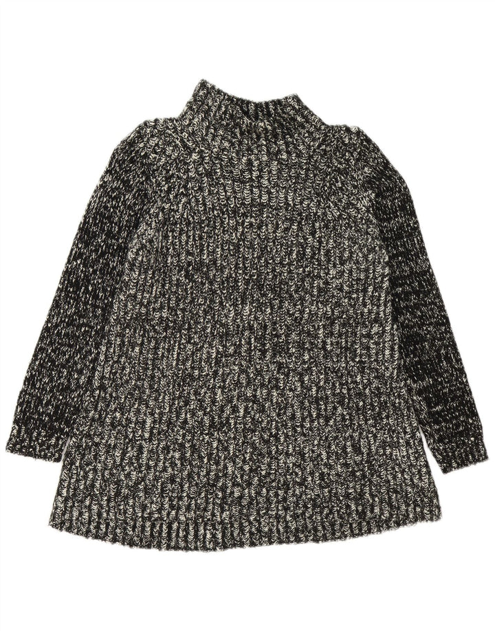 Zara Dame Turtle Neck Jumper Sweater UK 14 Medium Black Flecked Bomuld