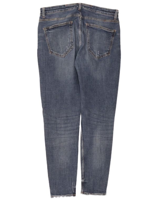 Zara Herre Distressed Slim Jeans EU 46 XL W36 L31 Blå Bomuld