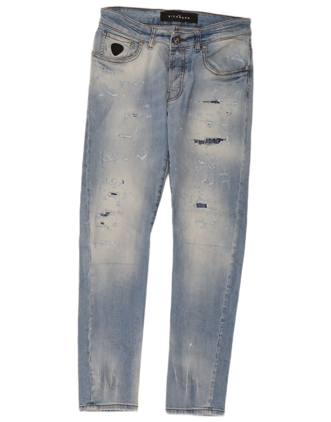 Richmond Mens Distressed Slim Jeans W32 L30 Blå