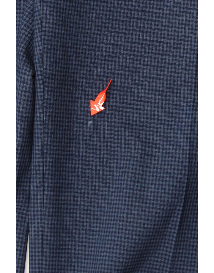 PENGUIN Mens Slim Suit Trousers W38 L30 Navy Blue Gingham Wool Vintage Penguin and Second-Hand Penguin from Messina Hembry 