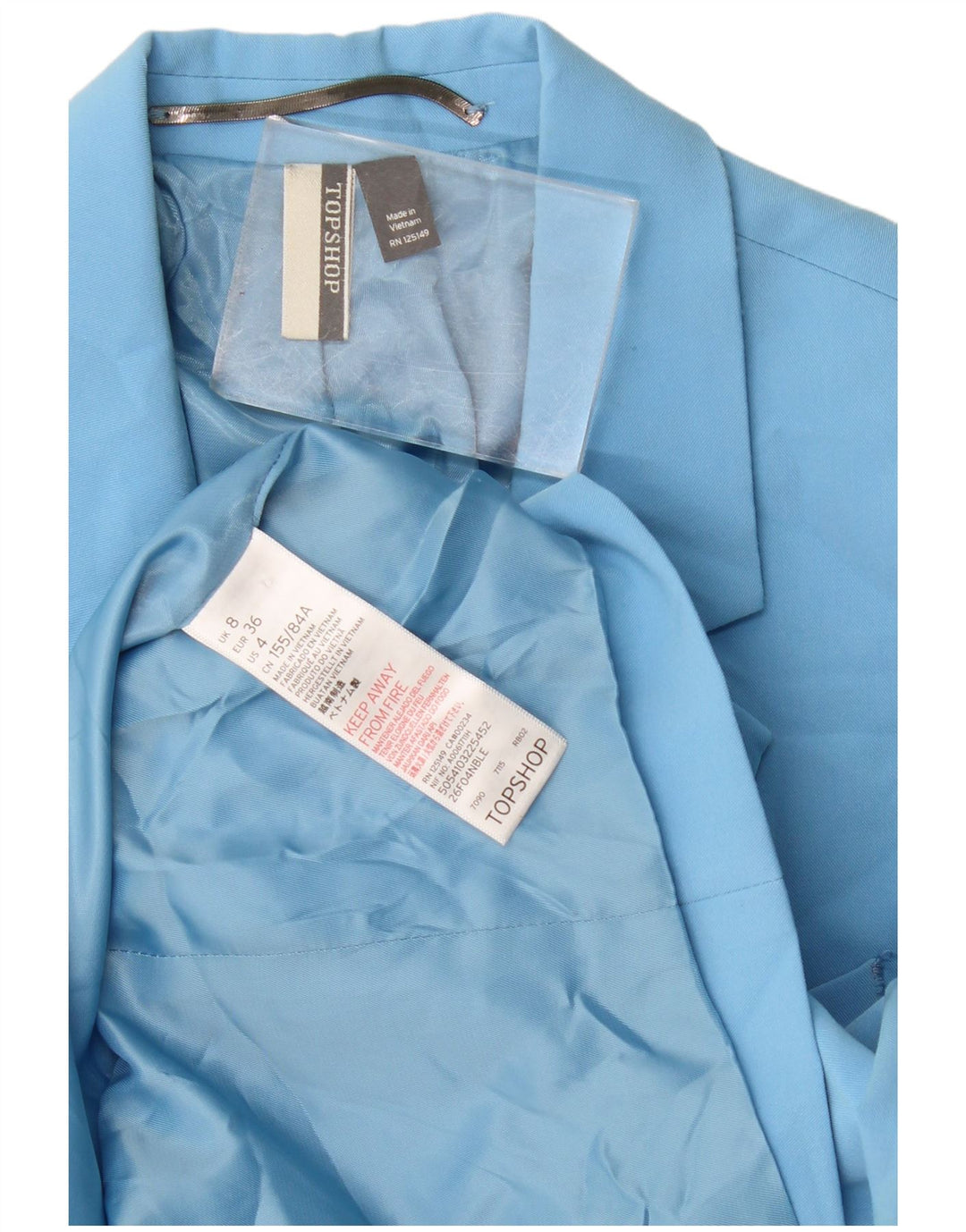 Topshop Dame Double Breasted Blazer Jacket UK 8 Small Blue Polyester