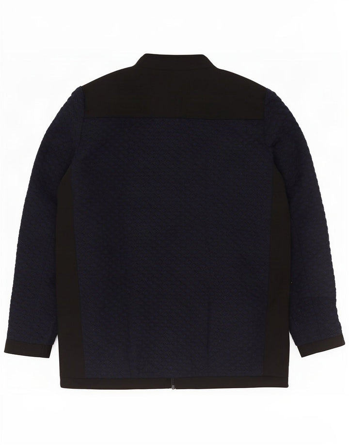 Zara Womens Oversized Bomber Jacket UK 10 Small Navy Blue Colourblock
