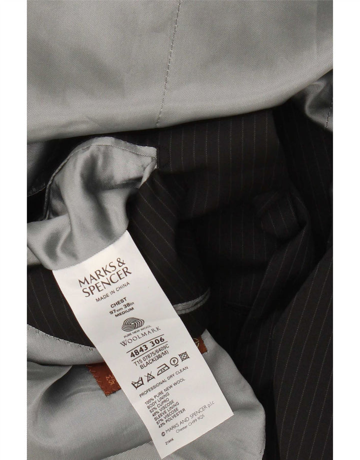 Marks & Spencer Herre 2-knaps blazerjakke UK 38 Medium Black Pinstripe