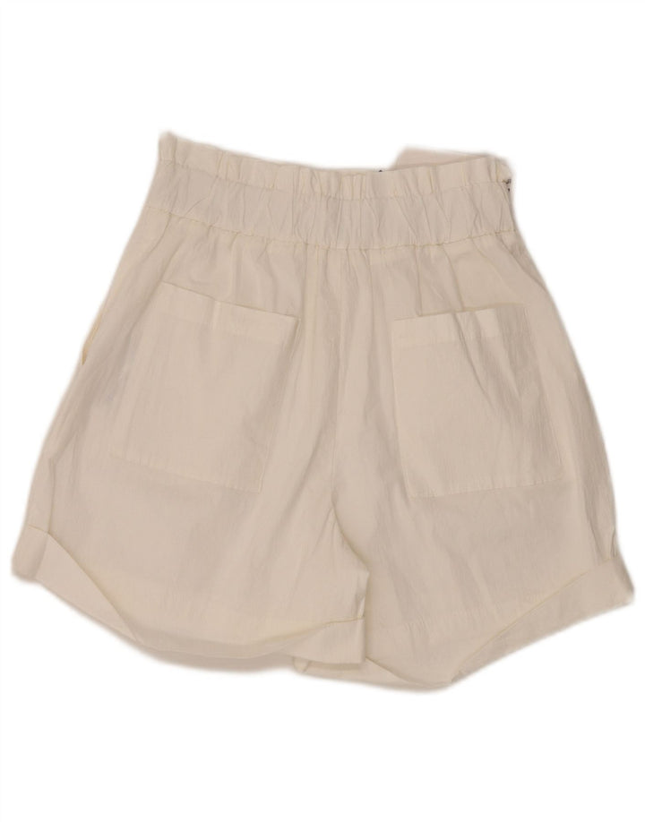 Zara Womens High Waist Shorts Medium W28 Hvid Bomuld