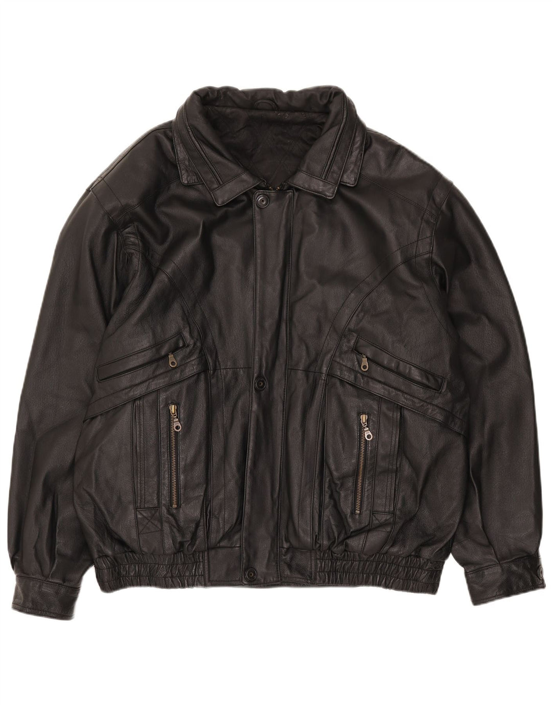 Canda Herre Læderjakke UK 40 Stor Sort Læder