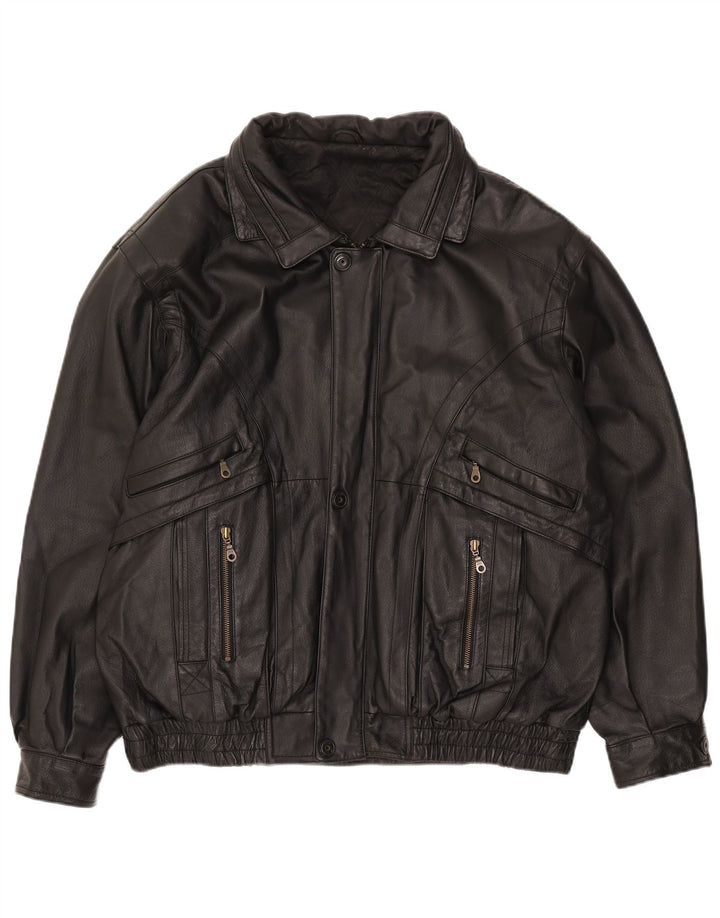 Canda Herre Læderjakke UK 40 Stor Sort Læder