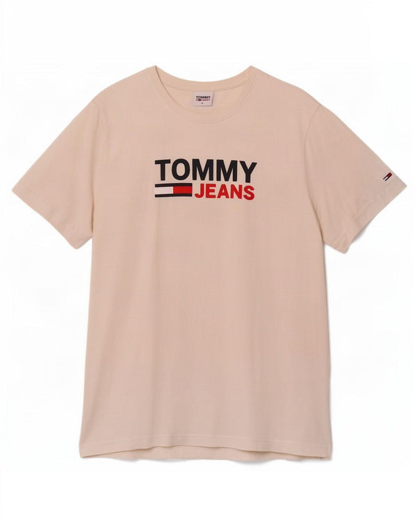 Tommy Hilfiger Herre grafisk T-shirt Top Medium Hvid Bomuld