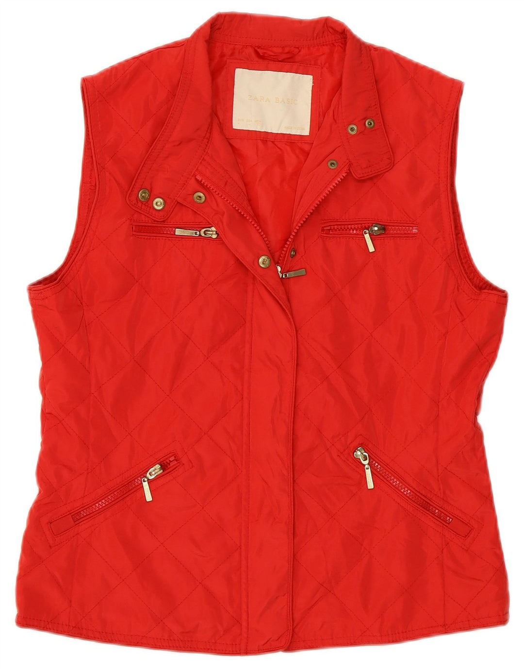 Zara Dame Quilted Gilet UK 14 Large Red