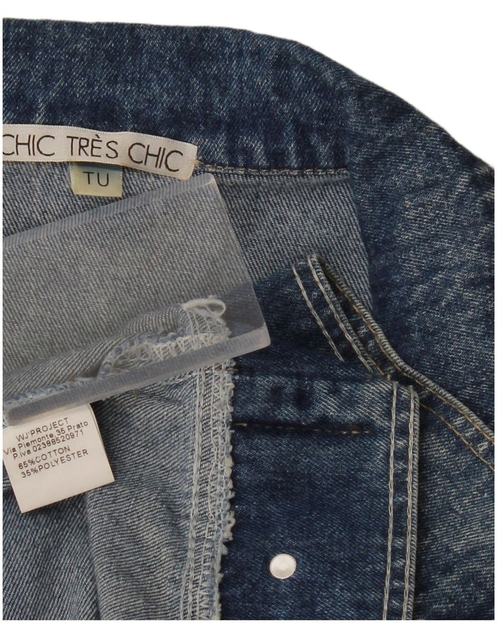 VINTAGE Dame Oversized denimjakke UK 10 Small Blue Cotton