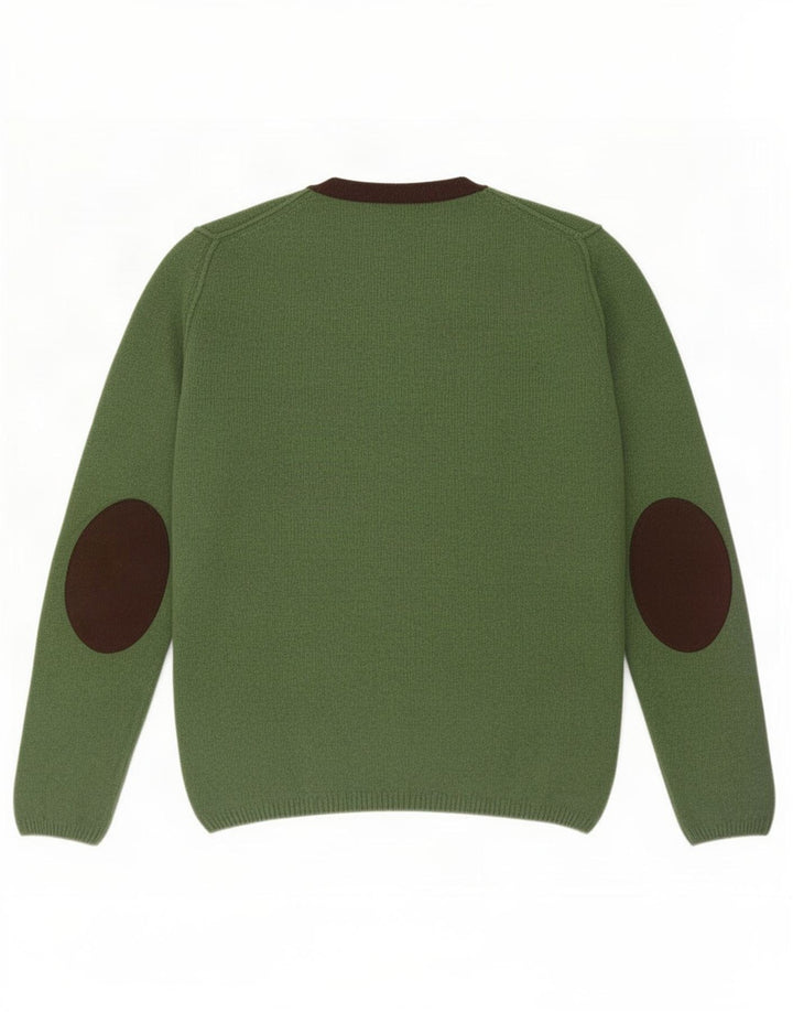 Fred Perry Herre trøje med rund hals, stor grøn uld