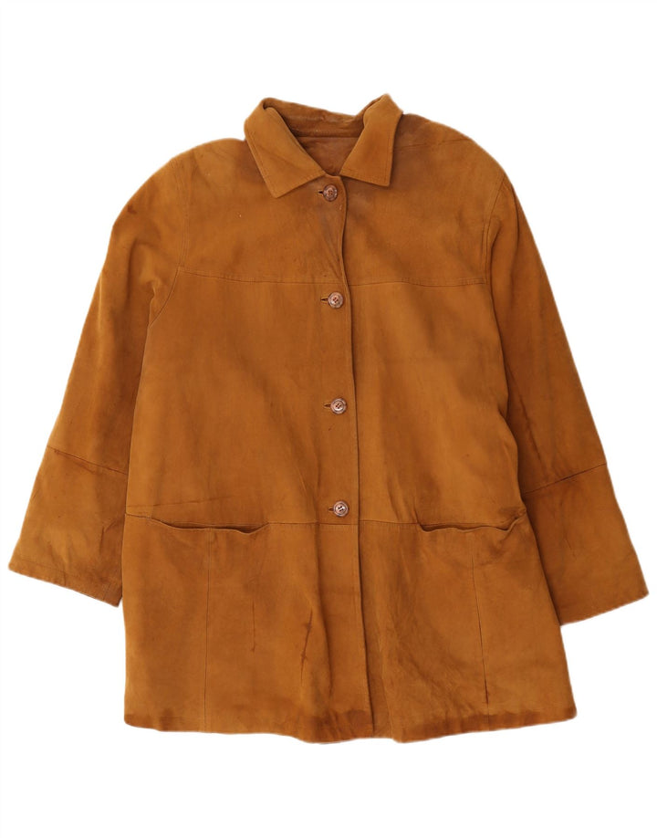 Vintage kvinders oversize læderfrakke UK 20 2XL brunt læder