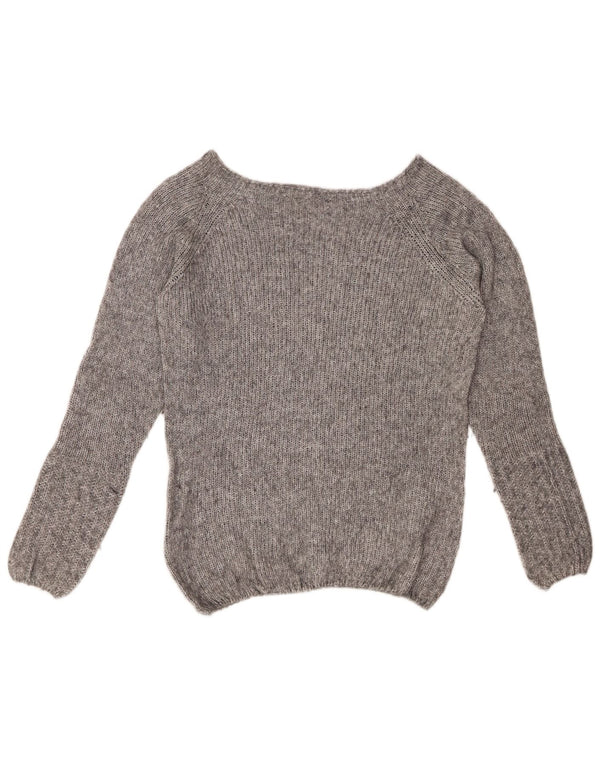 FRED PERRY Dame Boat Neck Sweater UK 14 Medium Grey Flecked