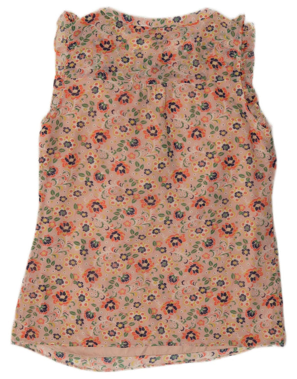 Boden Dame Ærmeløs Flæse Front Bluse Top UK 6 XS Pink Floral