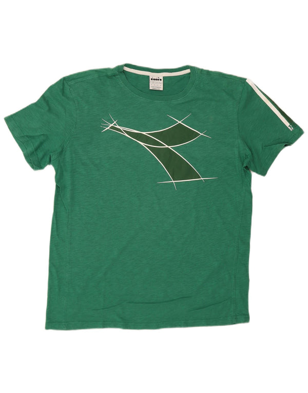 Diadora Herre Grafisk T-Shirt Top Stor Grøn Bomuld