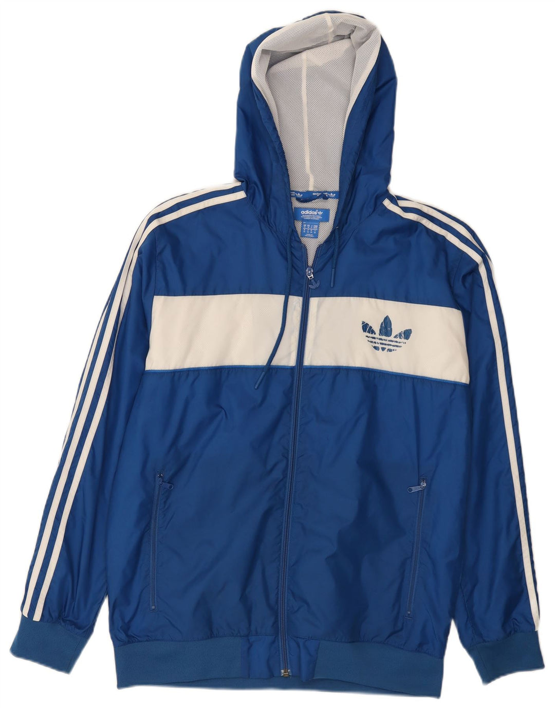 Adidas Regnjakke med hætte til mænd UK 38 Medium Blue Colourblock Nylon