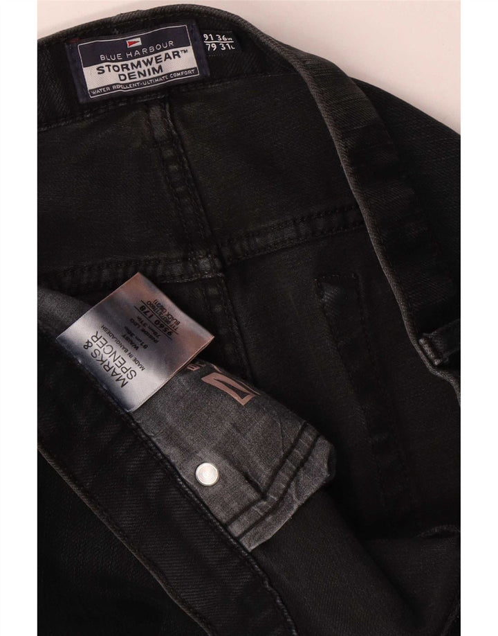 Marks & Spencer Herre Blue Harbor Straight Jeans W36 L31 Sort Bomuld