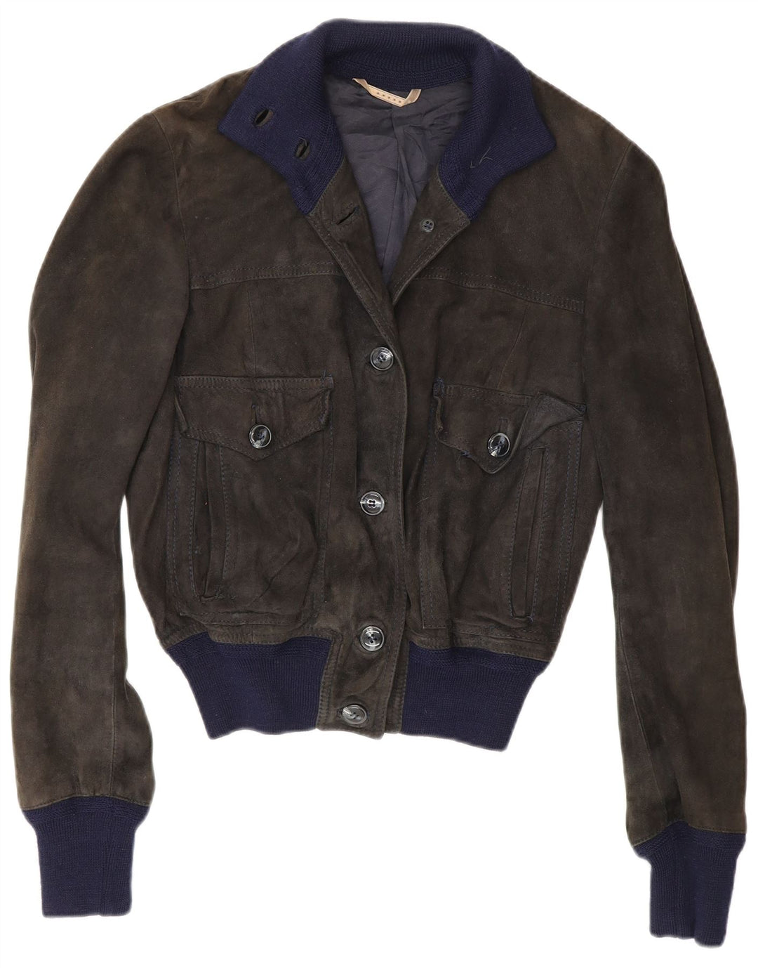 Reda Dame Ruskind Bomber Jacket UK 10 Small Black Colourblock Læder
