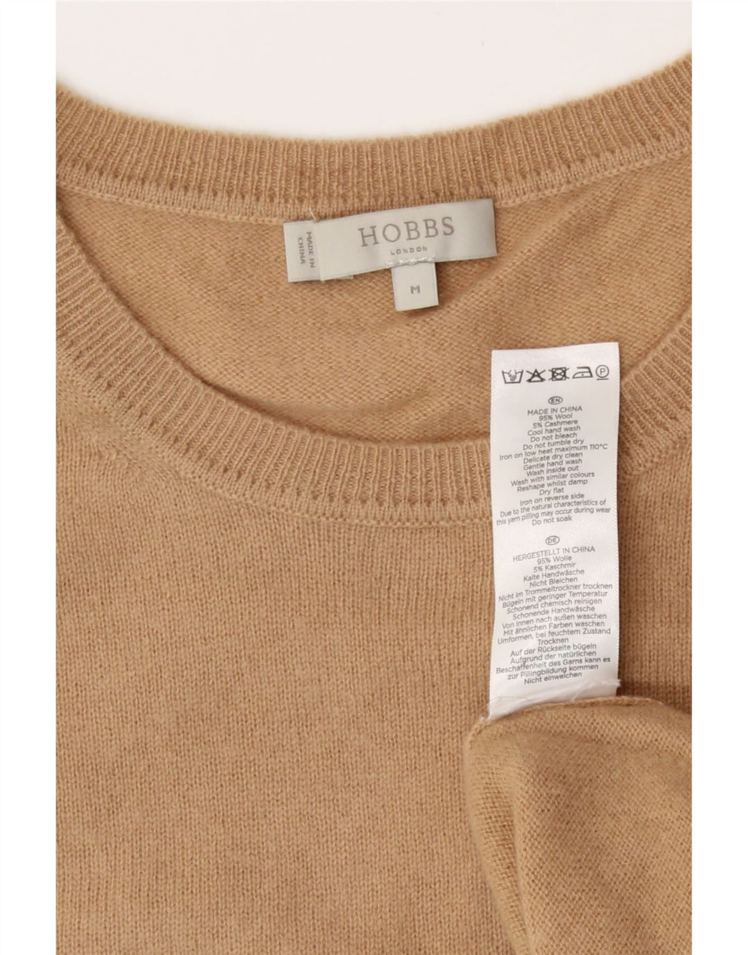 Hobbs Dame sweater med rund hals DK 12 Medium Beige Uld