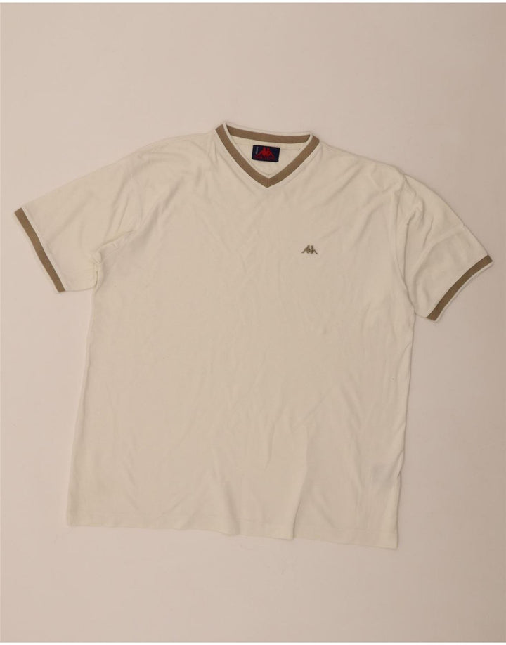 Kappa Herre T-Shirt Top 2XL Hvid Bomuld