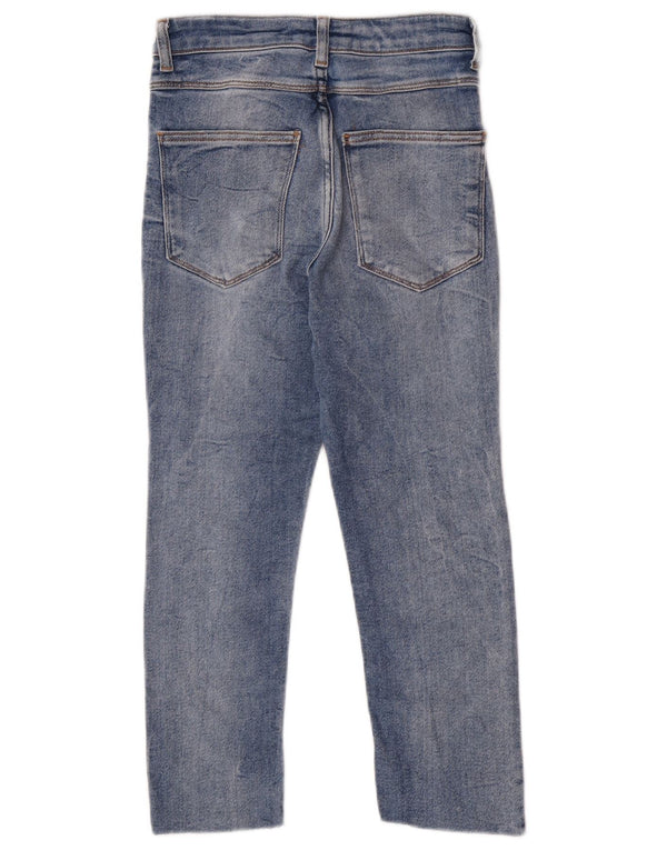 Zara Dame Capri Distressed Slim Jeans EU 36 XS W26 L22 Blå