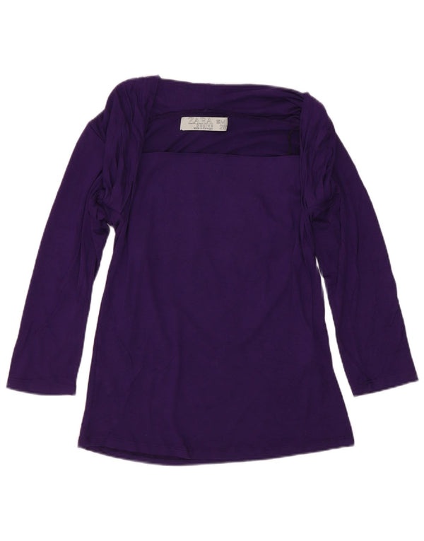 Zara Dame Top 3/4 ærme UK 12 Medium Lilla Viscose