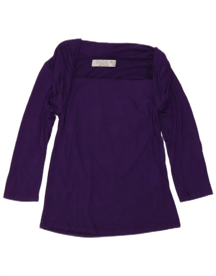Zara Dame Top 3/4 ærme UK 12 Medium Lilla Viscose