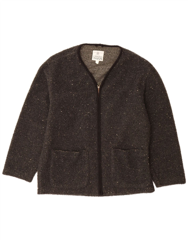 Vintage dame cardigan sweater UK 18 XL Grå Flecked Polyester