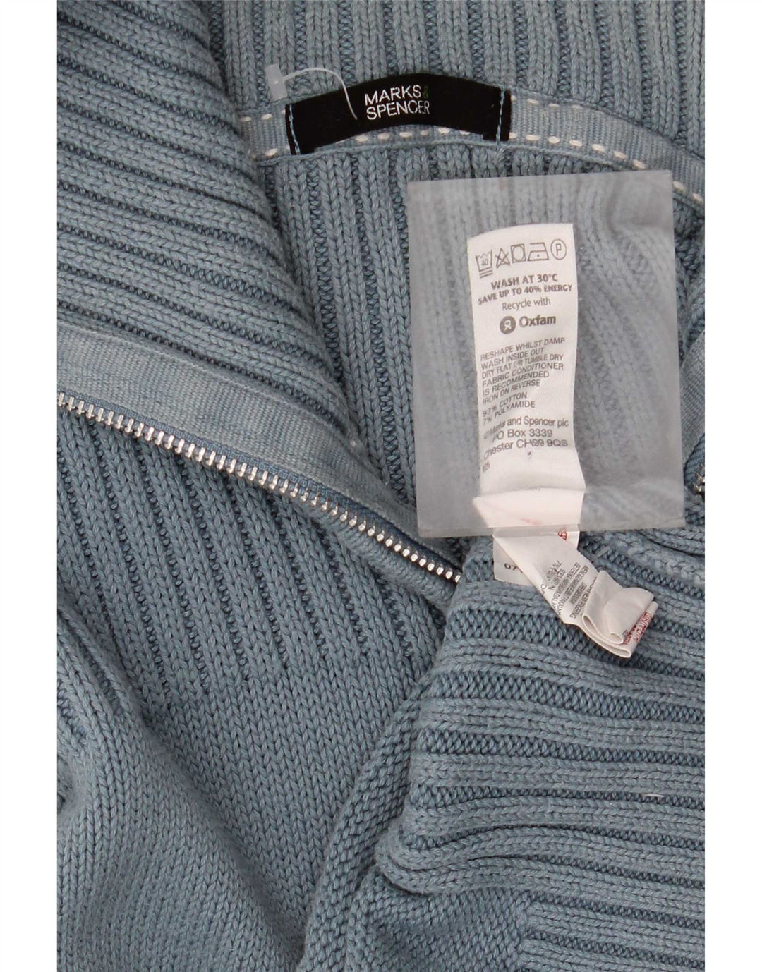 Marks & Spencer Dame Cardigan Sweater UK 16 Large Blue Cotton
