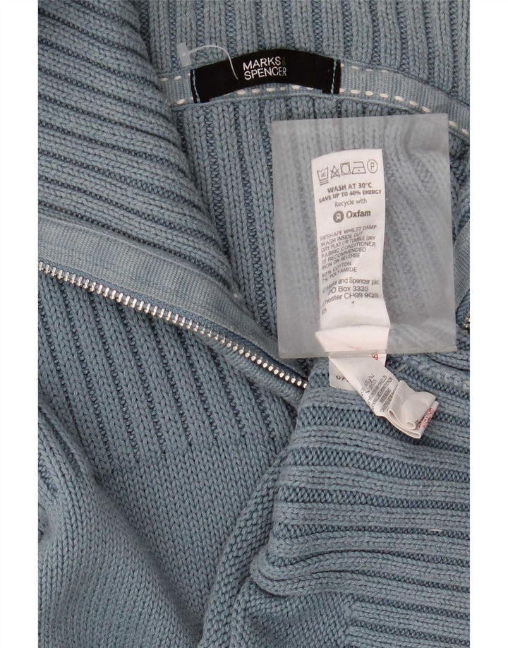 Marks & Spencer Dame Cardigan Sweater UK 16 Large Blue Cotton