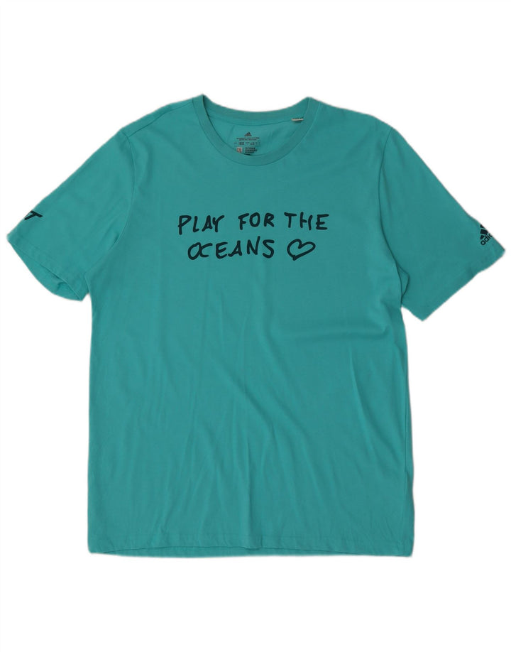 Adidas Grafisk T-shirt top til mænd, stor blå polyester