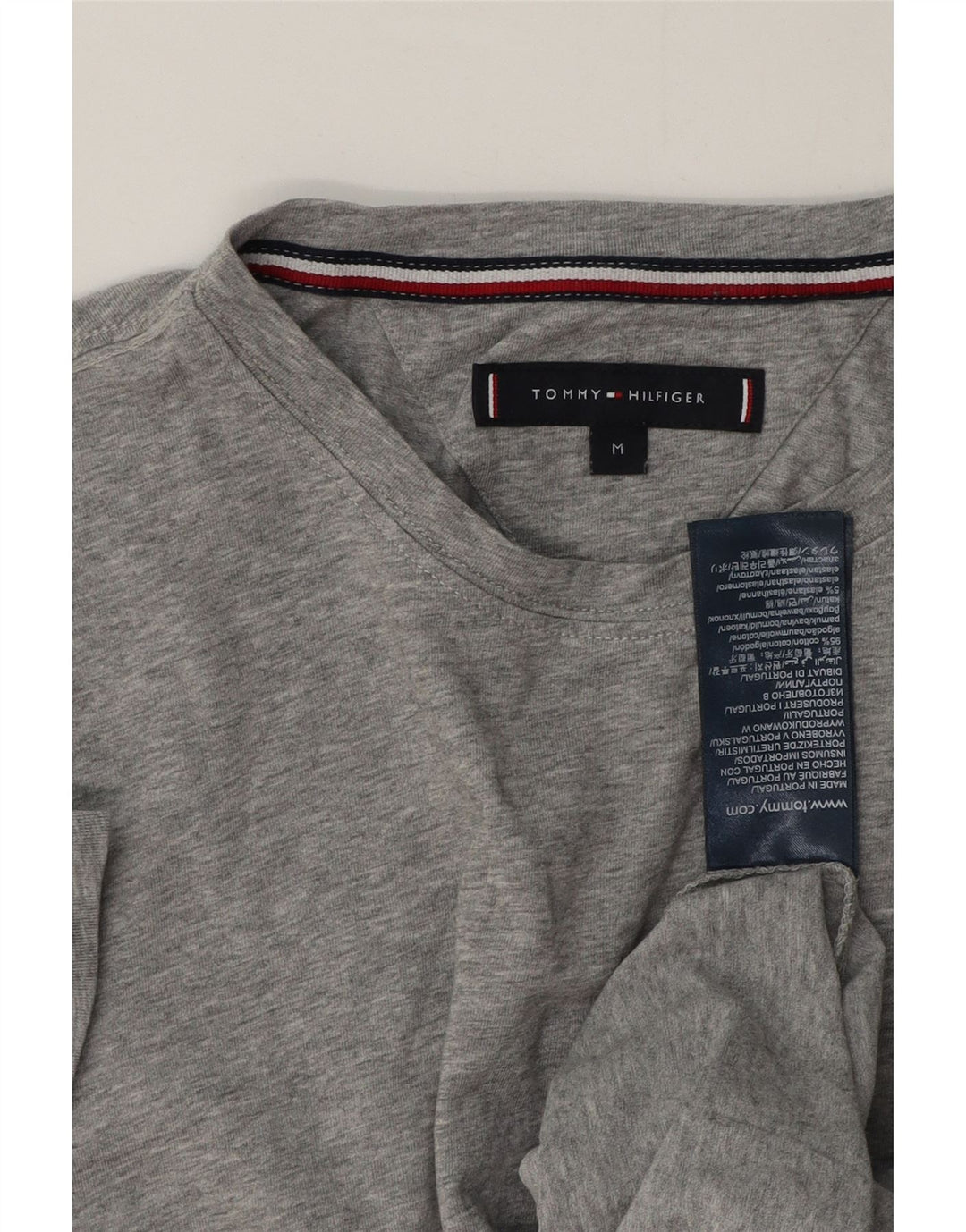 Tommy Hilfiger Herre T-shirt Top Medium Grey Flecked Bomuld