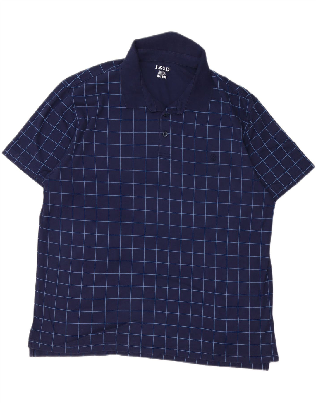 IZOD Poloshirt til mænd XL Navyblå ternet bomuld
