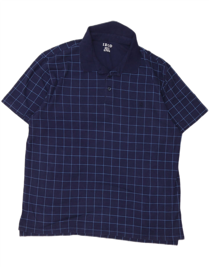 IZOD Poloshirt til mænd XL Navyblå ternet bomuld
