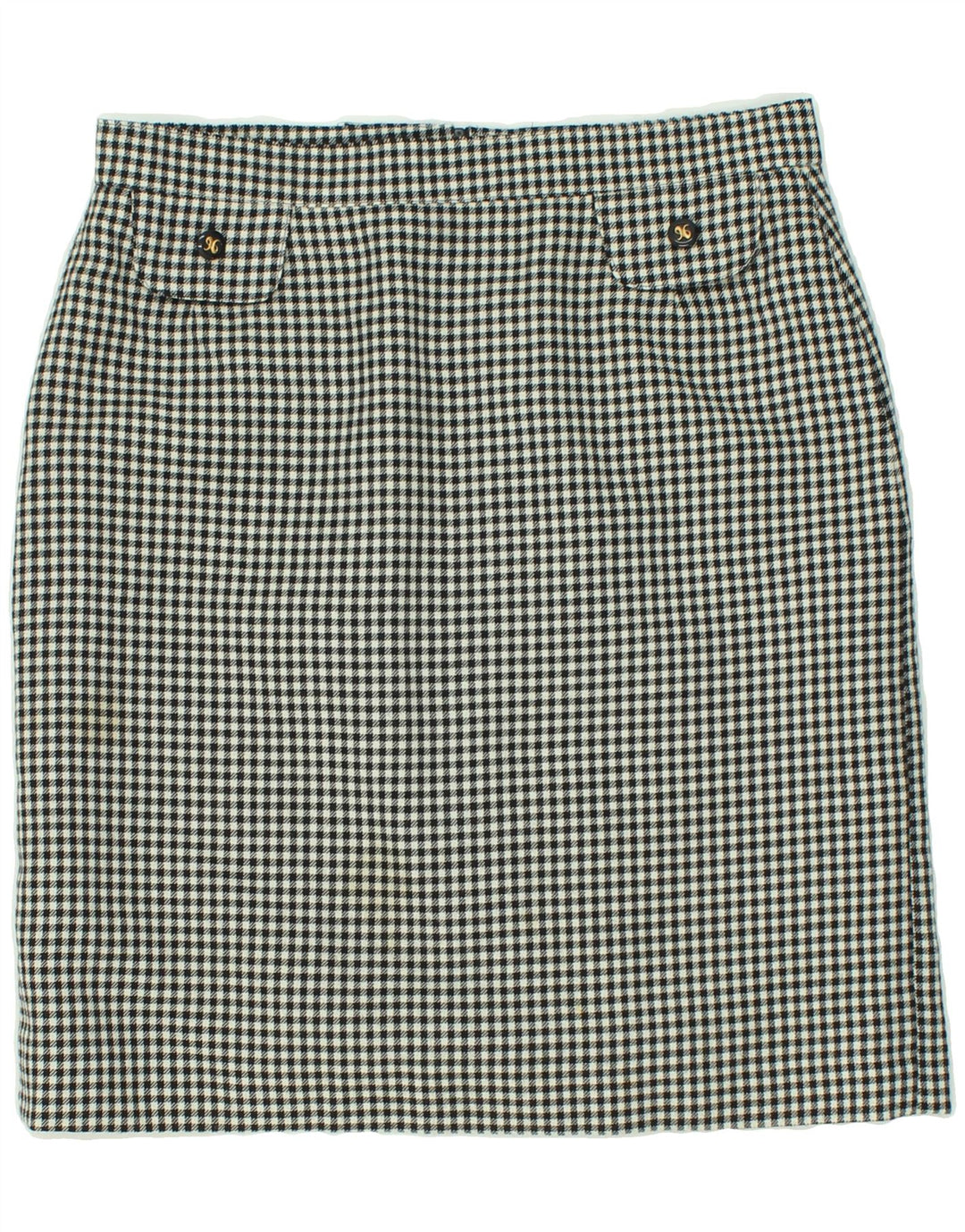 TREVIRA Womens Straight Skirt IT 44 Medium W32 Black Check Polyester Vintage Trevira and Second-Hand Trevira from Messina Hembry 