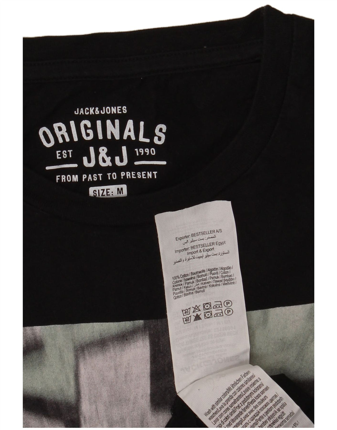 Jack & Jones Herre grafisk T-shirt Top Medium Sort Bomuld
