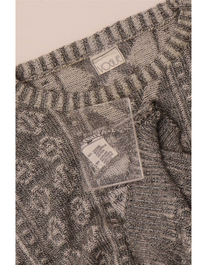 Vogue Herre sweater med rund hals, mellemgrå, geometrisk bomuld