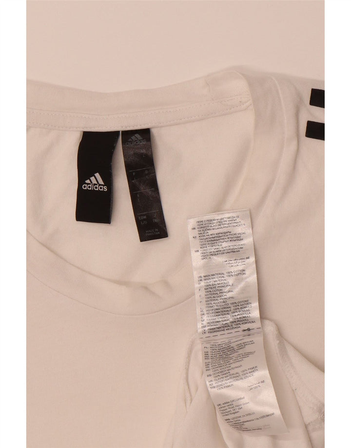 ADIDAS Mens T-Shirt Top Large White Cotton Vintage Adidas and Second-Hand Adidas from Messina Hembry 