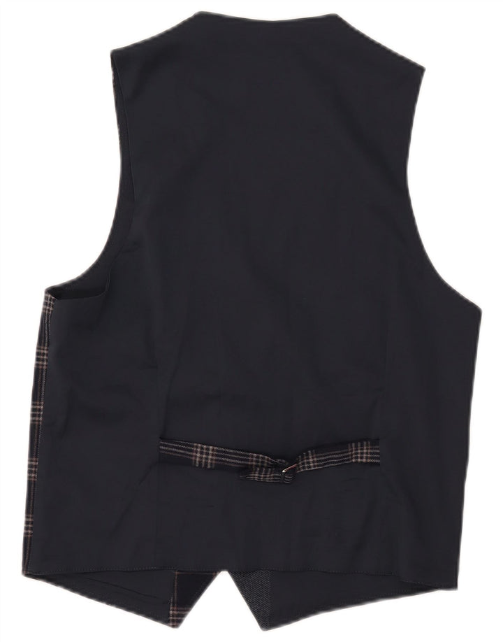 Vintage herrevest IT 46 Lille marineblå ternet polyester