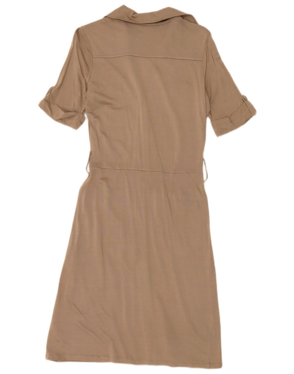 Massimo Dutti Womens Short Sleeves Shirt Dress UK 10 Small Beige