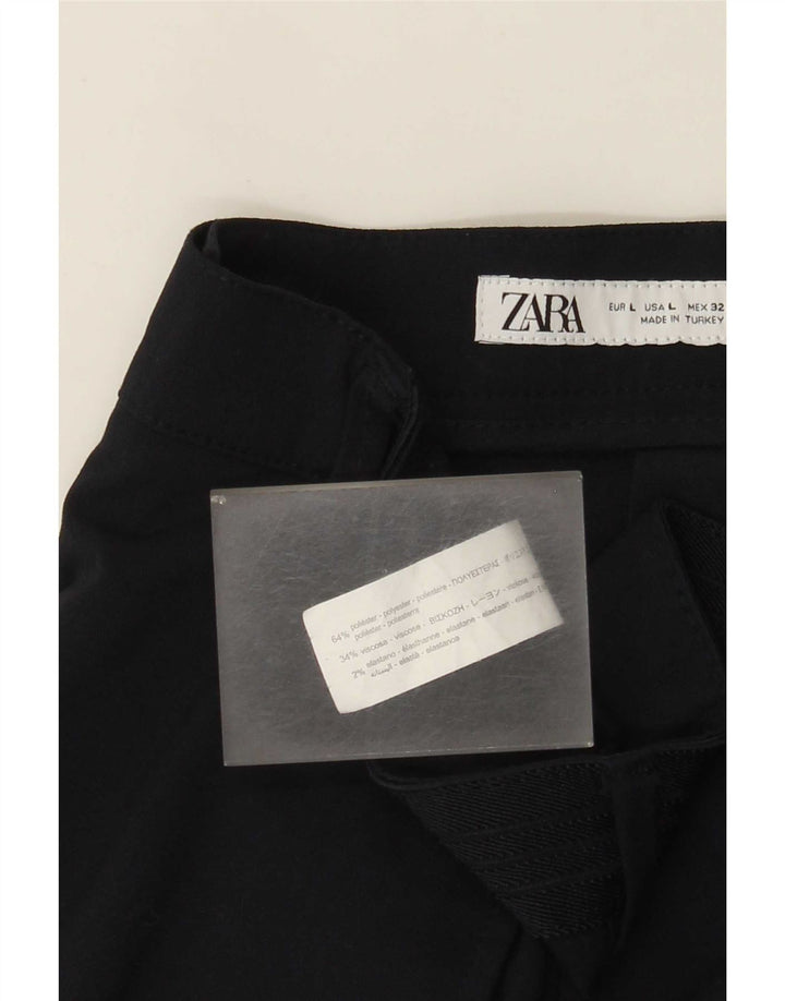 Zara Dame Slim Chino Bukser Large W34 L29 Navy Blue Polyester