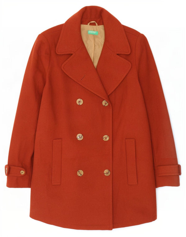 Benetton Womens Pea Coat UK 14 Stor brun uld