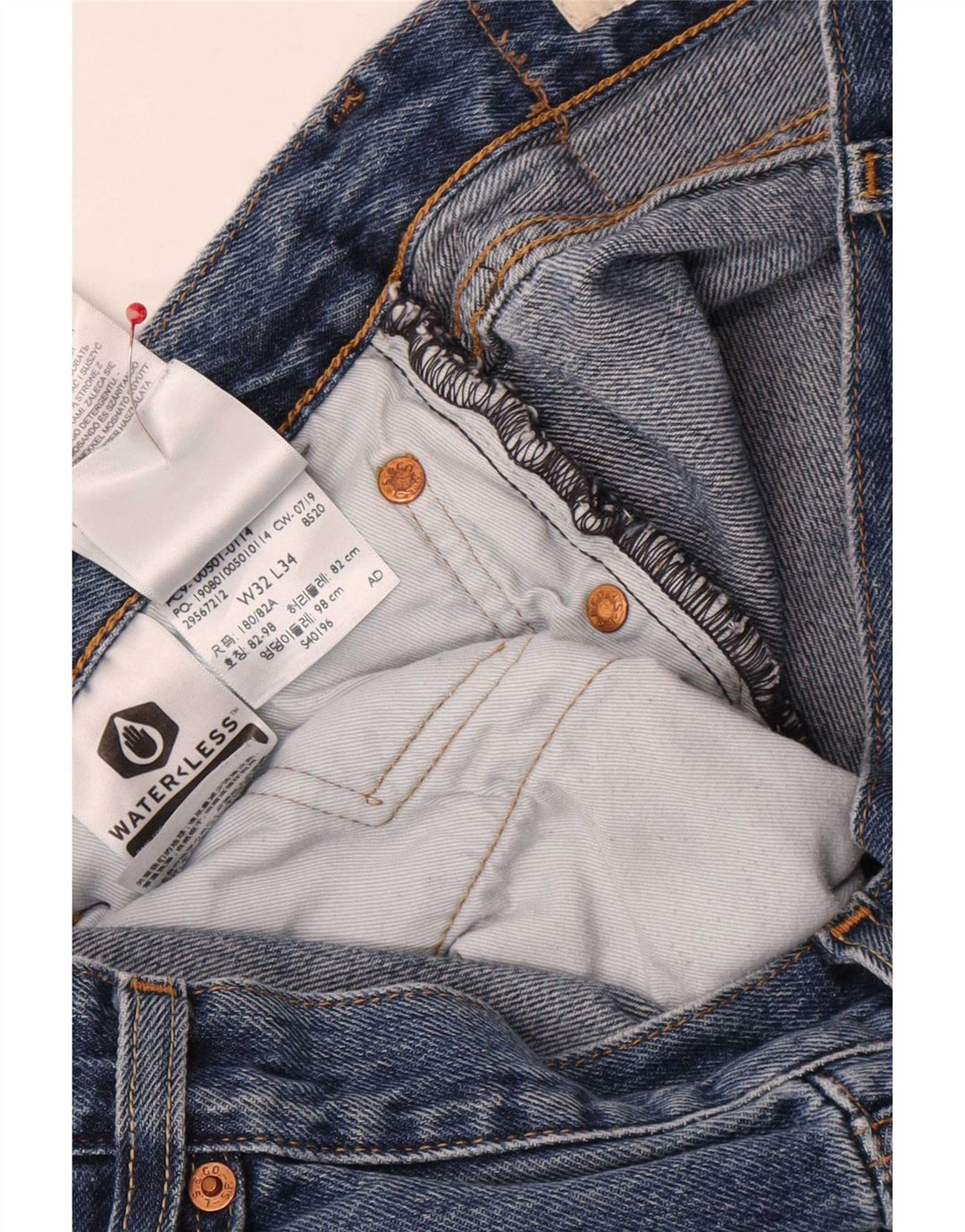 Levi's Herre 501 lige jeans W32 L34 blå bomuld