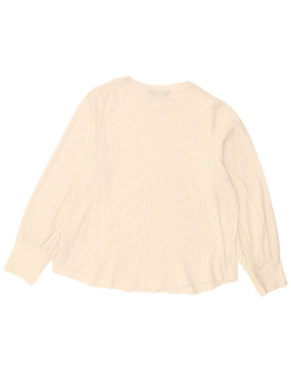 Marks & Spencer Dame Langærmet Bluse Top UK 16 Large Off White