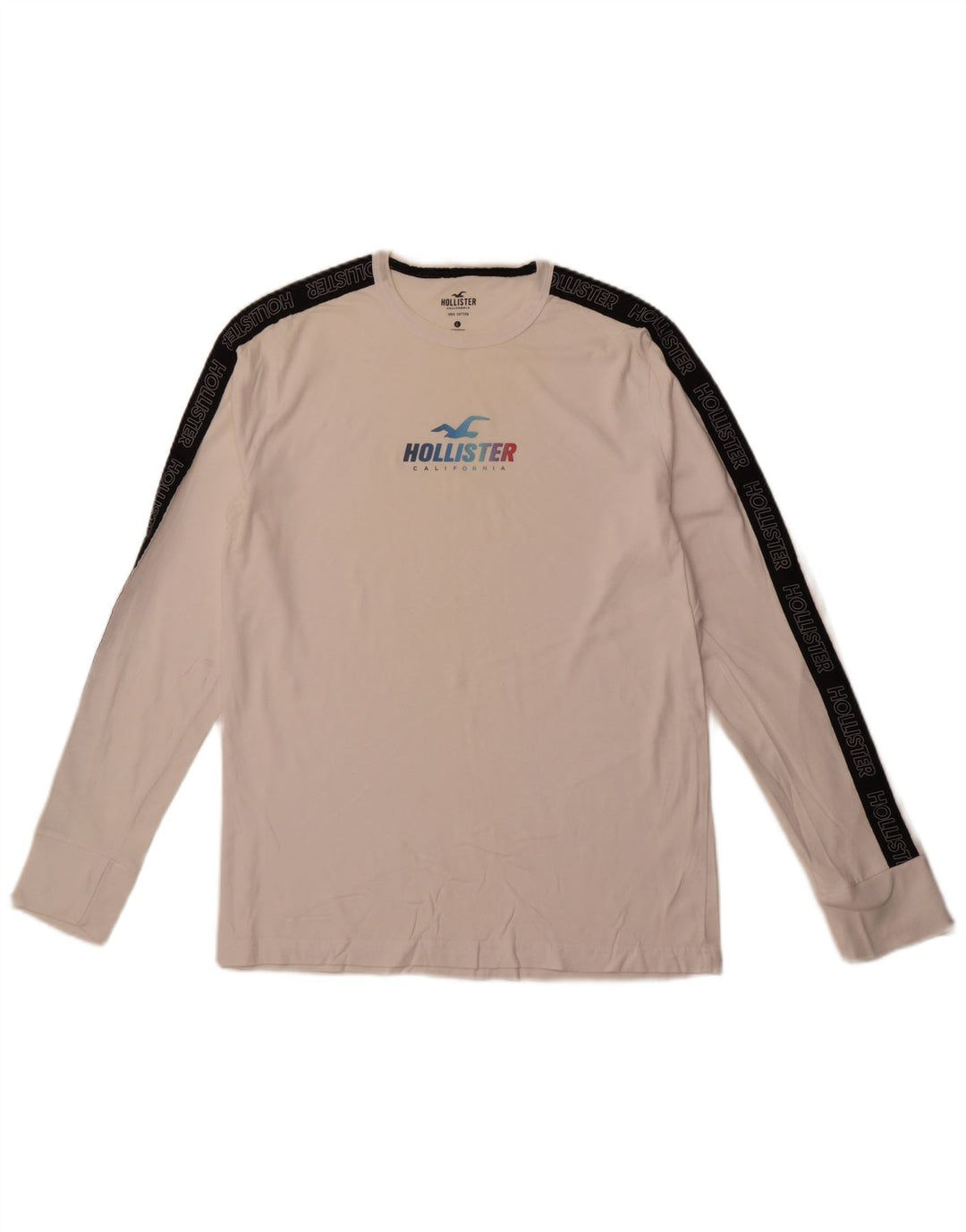 HOLLISTER Herre Grafisk Top Langærmet Stor Hvid Colourblock Bomuld